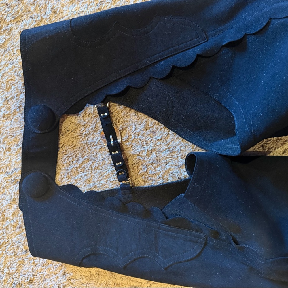 Hobby Horse Black Ultrasuede Scalloped Show Chaps - Picture 7 of 11